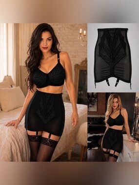 Rago Girdle 2X/34 Open Bottom 1294 Extra Firm High Waist Shapewear Side Zipper